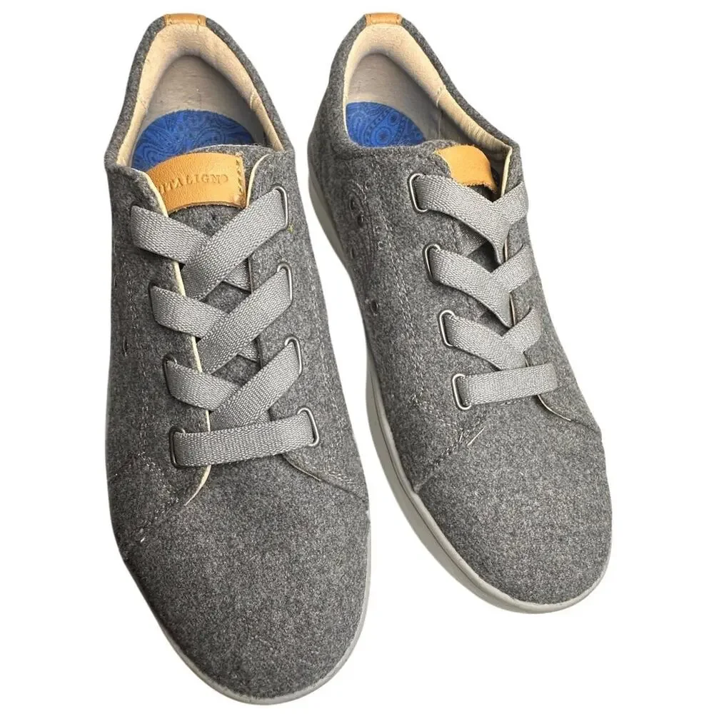 Revitalign Malibu Sparkle SlipOn Gray Wool Orthodic Sneakers Women 9D QVC Casual